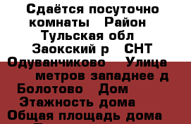Сдаётся посуточно комнаты › Район ­ Тульская обл., Заокский р., СНТ»Одуванчиково  › Улица ­ 300 метров западнее д.Болотово › Дом ­ 106 › Этажность дома ­ 2 › Общая площадь дома ­ 100 › Площадь участка ­ 600 › Цена ­ 1 000 - Московская обл. Недвижимость » Дома, коттеджи, дачи аренда   